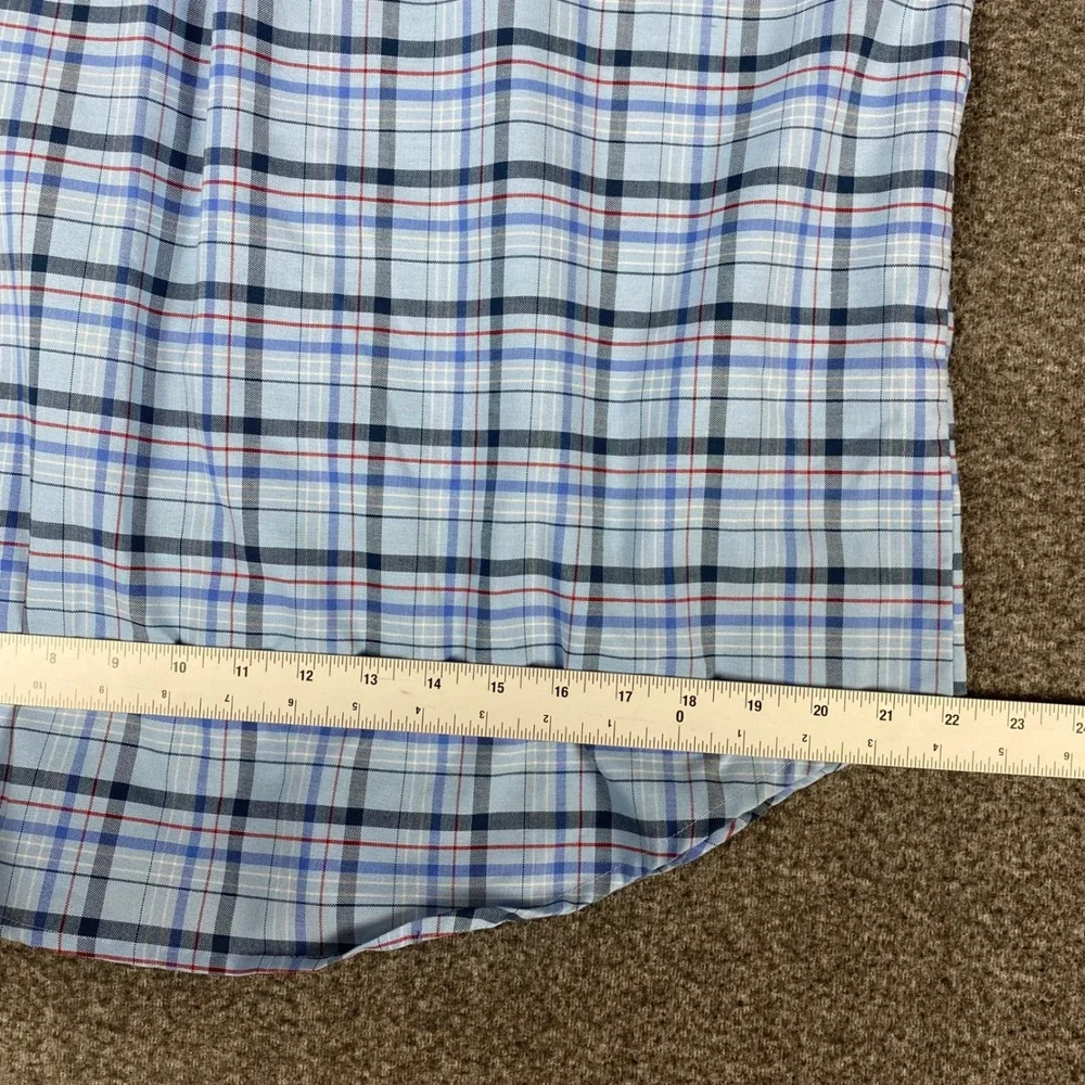 Towncraft‎ Mens Shirt Size M Blue Plaid Wrinkle Free Short Sleeve Button Up